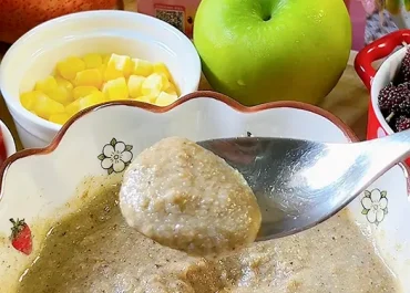 โจ๊กข้าวไรซ์เบอรี่ผสมข้าวโพดตับไก่ควินัว